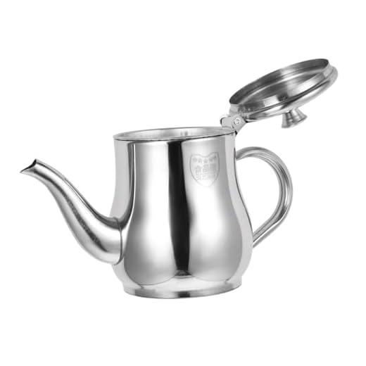 Garneck Pote de óleo de aço inoxidável Filtro de graxa de malha vinagre galheteiro de distribuição de molho de soja separador de despejo de molho de metal recipiente de óleo cinzeiro recipiente de