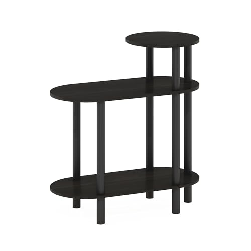 Furinno Turn-N-Tube Side Table, 3-Tier Oval Sofa End Table with Open Shelf, Toolless Assembly Night Stand, Bedside Table, for Living Room, Bedroom, Dark Espresso - image 5