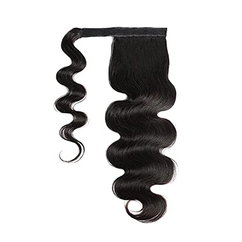 Aiokrtse Extensions de cheveux humains ondulés pour queue de cheval - 1 pièce - 20,3 cm - Couleur naturelle Cover