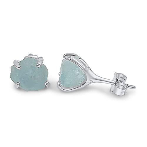 Natural raw aquamarine stud earrings...