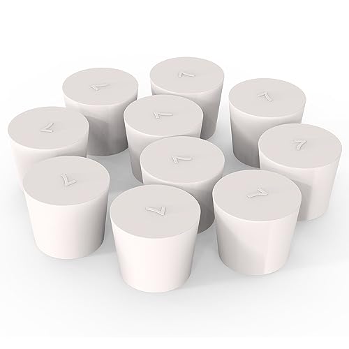 XCD Solid Rubber Stoppers (10-Pack), 7# Dia. 30 mm/1.18" x 37 mm/1.46", Length 31.2 mm/1.23" White Tapered Lab Seal Rubber Stoppers Fits Most 250 ml Erlenmeyer Flask with Non-Standard Mouth by XCD - Used condition - CA$8.72