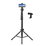 POLAM-FOTO 5.5ft/168CM Handy Stativ Ständer,Stativ Smartphone mit Handyhalterung Adjustable Aluminium Leicht Lichtstativ fur Studio-Sets, Video, Beleuchtung, Softboxen, Reflektoren