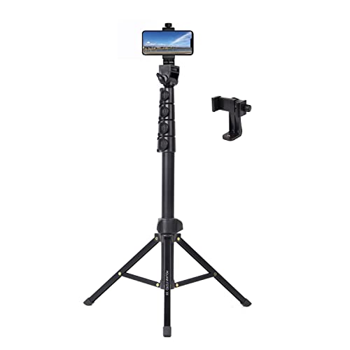 POLAM-FOTO Trépied Smartphone en Aluminium 171 cm Extensible Trépied Appareil Photo avec Support de Téléphone Universel, Trépied De Voyage Compatible avec iPhone,Samsung, Appareil Photo et Gopro Cover