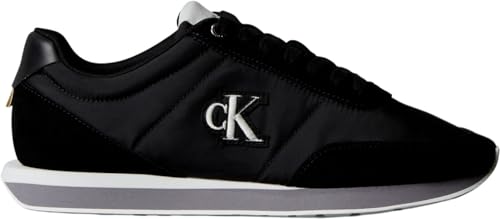 Calvin Klein Retro Runner ESS Mix Mat Ym0ym01361Low Top para Hombre, Negro Negro Stormfront Vaporous White, 42 2/3 EU