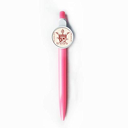 Stylo à bille rétractable poker bleu motif as de cœur couronne et squelette