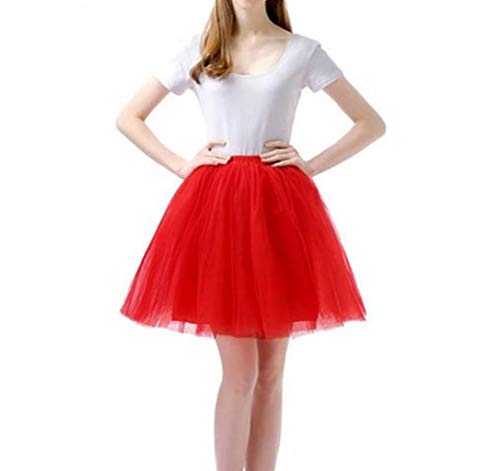 Phantomon Tutu Skirt Women's Teens Classic Elastic 5 Layered Tulle Ballet Tutu Skirt, Adult Size (Red) #TOP6