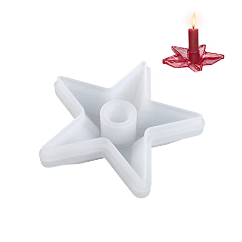 1 stück fünfzackiger Sternkerzenhalter, Kerzen-Silikonform, DIY Sternkerzenhalter fünfzackiger, Giessform Kerzenhalter, Epoxidharzform für DIY Kerzenhalter, handgemachte Seife, Raumbeleuchtung