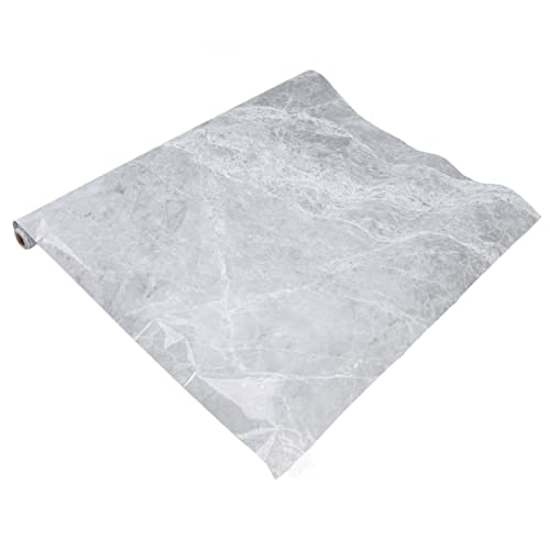 Adhesivos murales de mármol, papel pintado de mármol resistente al aceite, textura impermeable y realista, PVC para salón (gris)