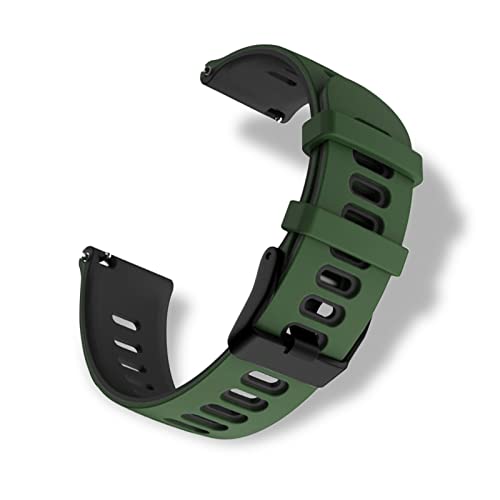 RoYiio Bracelet Silicone pour Largeur Pattes de Montre 22mm, Doux et Confortable, étanche, Bracelet de Remplacement Sport pour Hommes Femmes - ArméeVert Noir
