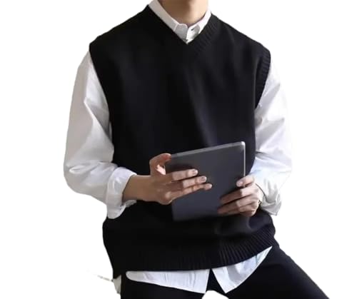 Men's Knit Sweater Vest Sleeveless Waistcoat Cotton Pullover Business Korean Winter Tops