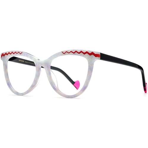 Image of HEPIDEM Multicolor Acetate Glasses Frame Women Cat Eye Eyeglasses Men Optical Spectacles 9291