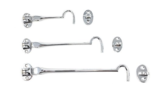 Chivrose Ltd Gancho de cabina resistente y bloqueo de ojos para cobertizo, puerta de garaje o puerta de garaje en cromo pulido – Elige de: 10,16 cm, 15,24 cm o 20,32 cm, acero, cromado, 150mm (6")