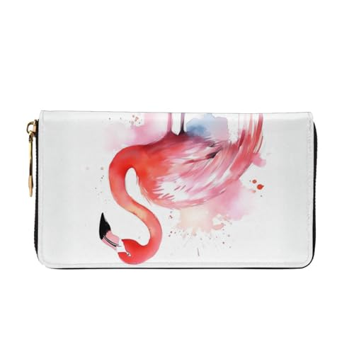 Flamingo Watercolor Women's Wallet Large Capacity Credit Card Holder Zip Phone Clutch Ladies Travel Purse2