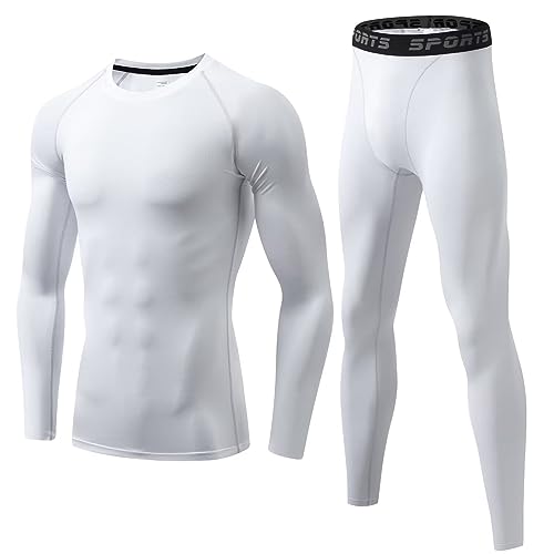 Sillictor Mens Thermal Underwear Sets Top and Bottoms Quick Dry Compression Base Layer Mens UPF 50+ Thermals Underlayer for Ski Football Golf Cycling Hiking,Moisture Wicking Muscle Support