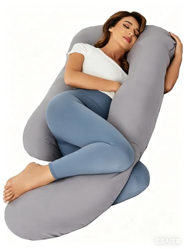 Image of ZZZhen Pregnancy Pillow for Sleeping, G Shaped Maternity Pillow - 56 Inch with Grey Microfiber Removable Cover, Multi- Use and Support Back, Hips, Legs, Belly for Pregnant Women Sleeping