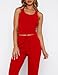 BONITEE Ribbed Lounge Sets for Women Loungewear Set Cute Two Piece Pajamas Fashion Sleeveless Crop Tank Drawstring Nightwear Red L