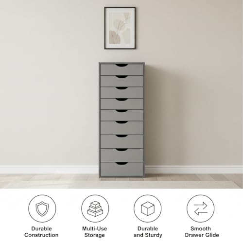 Image of Naomi Home Bianca 9-Drawer Tall Wooden Dresser - White