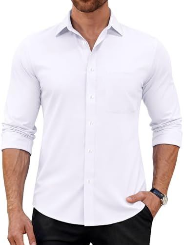 J.VER Hemd Herren Langarm Unifarben Business Casual Bügelfrei Stretchhemd | Für Büro Party Club Reisen Alltägliche, Elegant Modische Formell Lässig Männerhemd, Knitterfrei Atmungsa