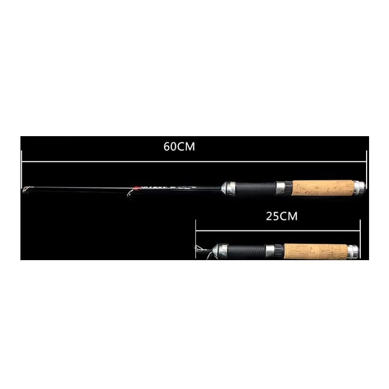 Canne à pêche hiver portable 60cm de spinning coulée à 3 sections pour poisson