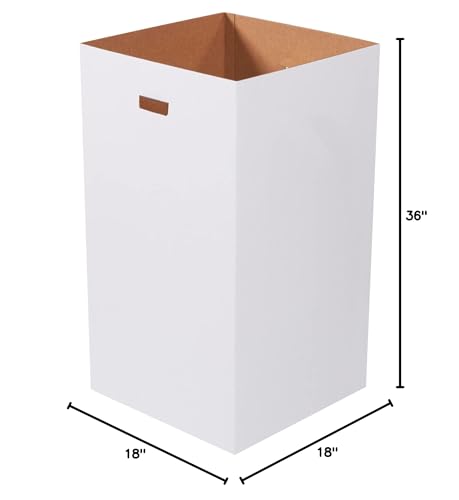 Image of BOX USA Corrugated Trash Can Plain, 50 Gallon, 18' x 18' x 36', White, 10 /Bundle