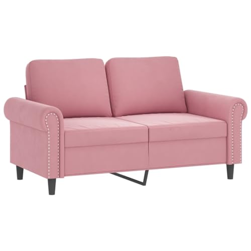 GeenYuu 4-TLG. Sofagarnitur Rosa Samt, Wohnzimmer Möbel Set mit Sessel, 2-Sitzer, 3-Sitzer Sofa, Fußhocker, 10 Kissen, Robustes Metallgestell, bequemes Sitzerlebnis für Zuhause – Bild 5