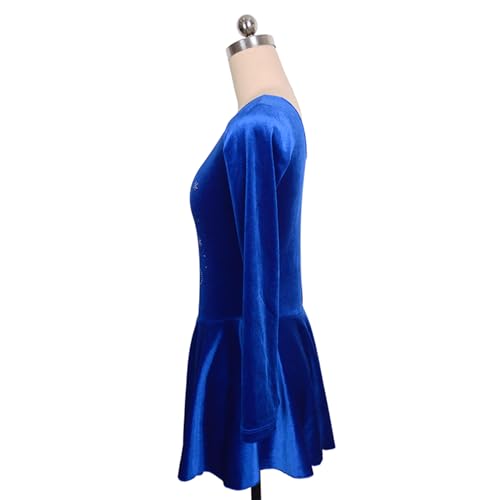 Vestido de patinação artística, temperamento com estampa de strass confortável veludo, fantasia de c