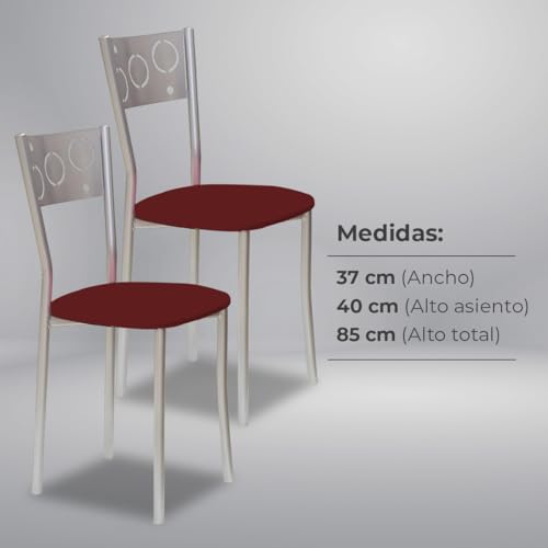 ASTIMESA SCPRBU Dos sillas de Cocina, Metal, Burdeos, Altura de Asiento 45 cms - imagen 7