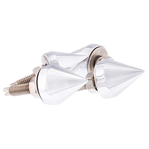 United Pacific 10878 Chrome Spike License Plate Fastener Screw Caps For Standard License Plate, Threaded Mounting Stud W/Nut & Lock Washer - Pack Of 4 #TOP1