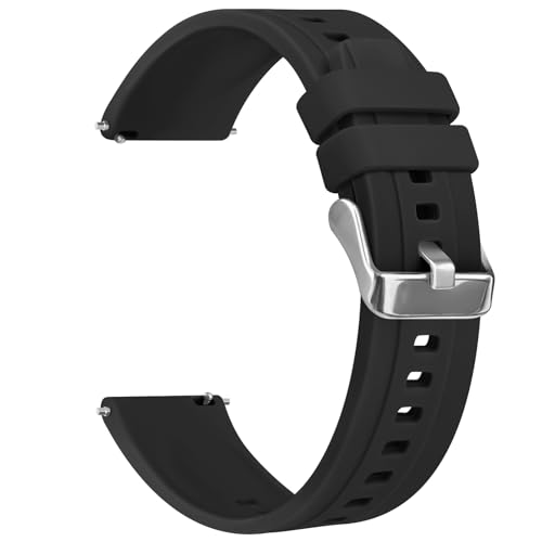 Vancle Correa de Reloj de Repuesto de Silicona, 22mm Correas de Reloj para Hombre y Mujer, con Pulseras de Repuesto de 22mm de Liberación Rápida, Negro