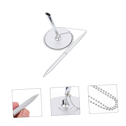 Stylo à bille de bureau anti-perte avec chaîne pour comptoir de réception - 7