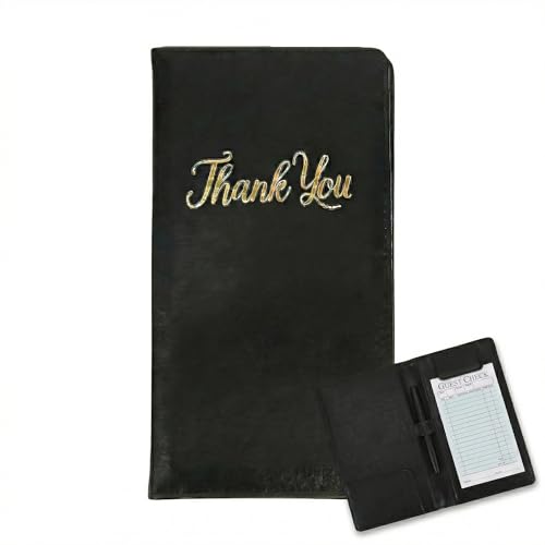 Livre de cheques pour serveur impermeable avec plateau de conseil integre noir