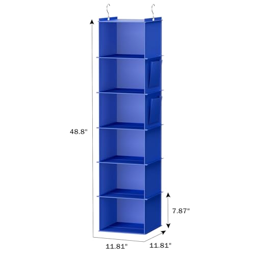 Image of YOUDENOVA Hanging Closet Organizer and Storage, 6-Shelf, Blue