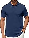 COOFANDY Polo Shirts for Men 100% Cotton Golf Shirts Work Polo Shirts Dress Polo Casual Mens t-Shirts Ribbed Cuffs Short Sleeve Regular fit Dark Navy
