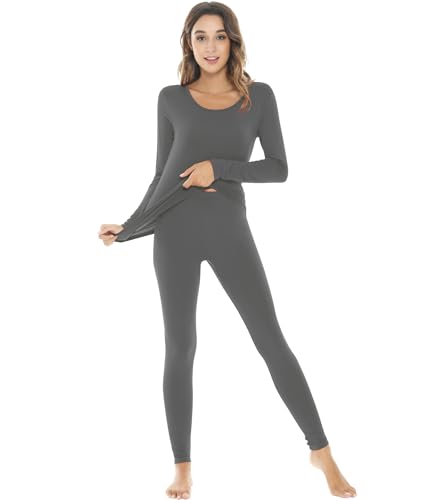 Image of NACHILA Thermal Underwear for Women-Viscose Made from Bamboo,Soft Long Johns Set Base Layer Pajamas Set Long Sleeve Pjs