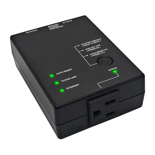ezOutlet 5 - IP Enabled Remote Power Swich, Ping Auto -Reboot & Self-Healing, Single Outet, 10A Resettable Circuit Breaker, Surge Protected