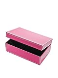 Studio Silversmiths Medium Pink Glass Rectangular Jewelry Trinket Dresser Vanity Box Container Holder Organizer Lined With Black Velvet Interior