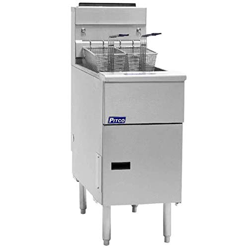 Best Commercial Deep Fryer Natural Gas Pitco SG14-S 40 - 50 lb. Stainless Steel Floor Fryer - 4 Tubes, 110,000 BTU