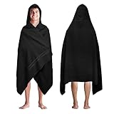 COTTON CRAFT Ultra Soft Hooded Towel – Oversized 35x70 Towel with Hood for Adults - 580 GSM 100% Cotton Ringspun Terry - Pool Beach Bath Sheet Wrap - Luxurious Plush Absorbent Bath Wrap – Black