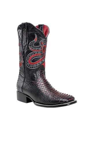 Joe Boots Exotic Python Leather Print Men's Western Boot: Square Toe Cowboy, Rodeo Boots Bi-tone3