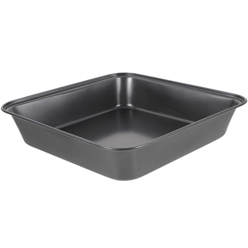 Happyyami Bandeja para Pizza Cuadrada de Acero al Carbono 24,5x25x4,8 Cm Antiadherente para Horno, Sartén para Hornear Pizza Siciliana y Asados en Cocina Doméstica