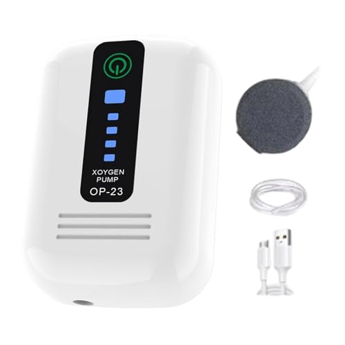 Bomba De Aire De Acuario - Compresor USB Tranquilo, Unidad De Aireador De Oxígeno Pequeña | Diseño De Burbujas Silenciosas Compactas con Flujo Duradero para El Hidropónico Exterior del