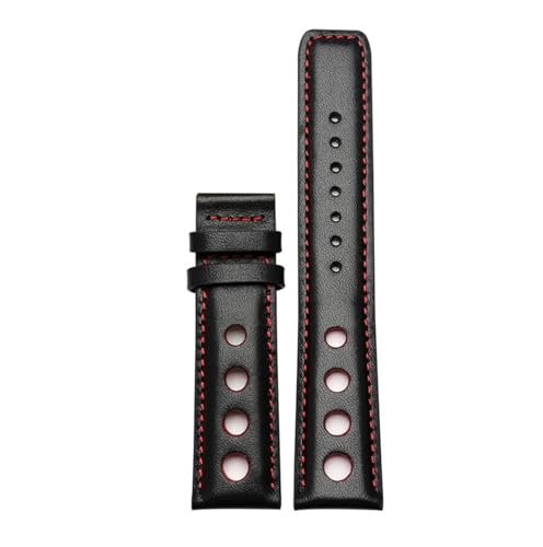 AJASMKLX Pulsera de cuero apta for Tissot 1853 Correa de reloj deportiva apta for carreras PRS516 T91 1853 Capa superior de piel de vaca 20 mm Apta for accesorios de correa chopin(Black-c-no clasp)