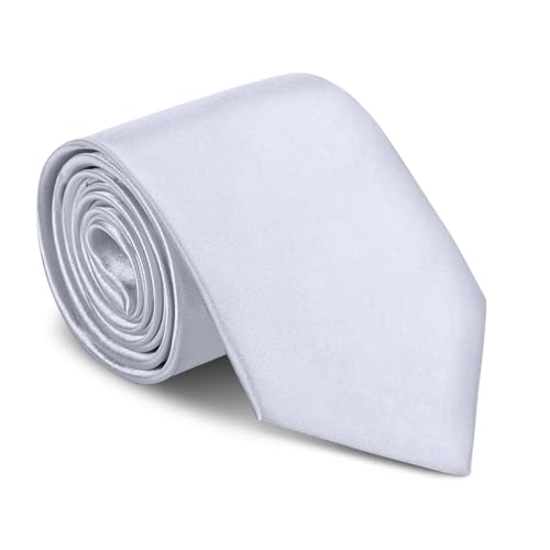 URAQT Herren Krawatten, Satin Elegant Krawatte 8 cm für Herren, Klassische Hochzeit Krawatte für Büro oder Festliche Veranstaltungen (Hellgrau)