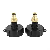 IBC Tankadapter mit Gartenhahn aus Messing und 1,9 cm Schlauchverschraubung, Wassertank-Zubehör, DN61 Grobgewinde für 640-1000 l Behälter, Messing und Kunststoff, 2 Stück