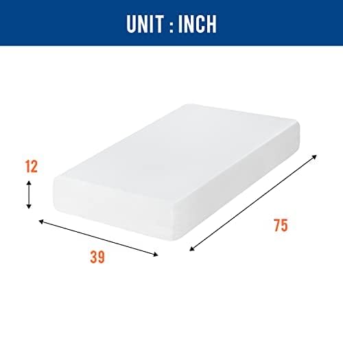 Image of FDW | 12 Inch Twin Mattress | Medium Firm | Gel Memory Foam Mattress | Bed in a Box, CertiPUR-US Certified | Pressure Relief, Cooling Ventilated Foam | Washable Removable Cover | White