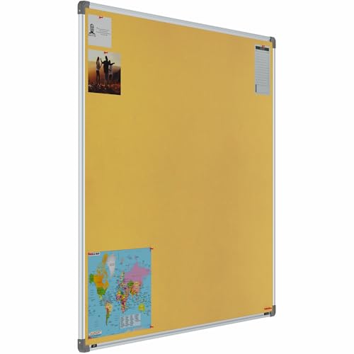 Image of Scholar Art Metis 4x5 Feet Bulletin Board for Office, Home & School | Vibrant & Versatile Crape Cloth + High Density Soft Board for Pinning Photos, Sticky Notes & Reminders (Yellow)