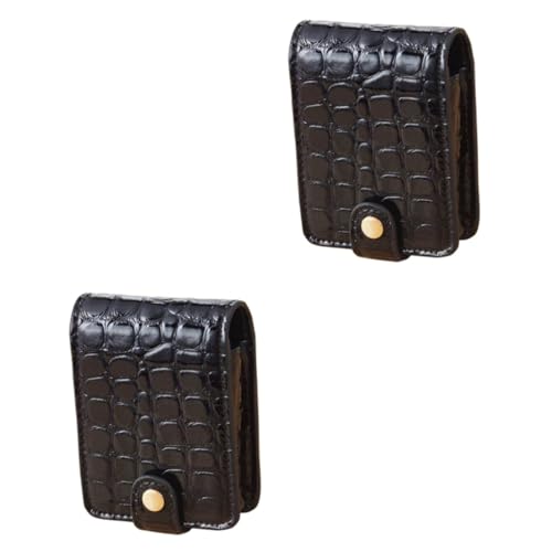 Set Da 2 Pezzi Borsa Per Il Trucco Da Viaggio Per Pazienti Custodia Portatile Per Rossetto Per Cosmetici in Pu Specchio Piccola Per Il Da