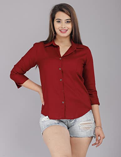 Image of Women Solid Shirt for Office & Casual wear | 3 /4th Sleeves Spread Collar