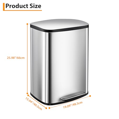 Caneca de basura rectangular de acero inoxidable 50L miniatura 2