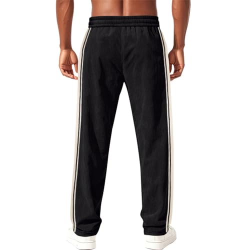 Men's Corduroy Pants Straight Leg Joggers Sweatpants Casual Relaxed Fit Drawstring Elastic Waist Pants with Pockets3